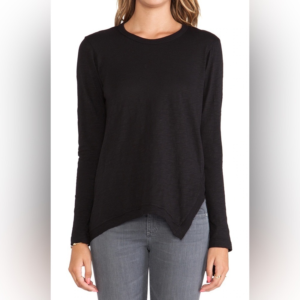 Wilt Women’s The Long Sleeve Asymmetrical Slouchy Tunic Top In Black Size S